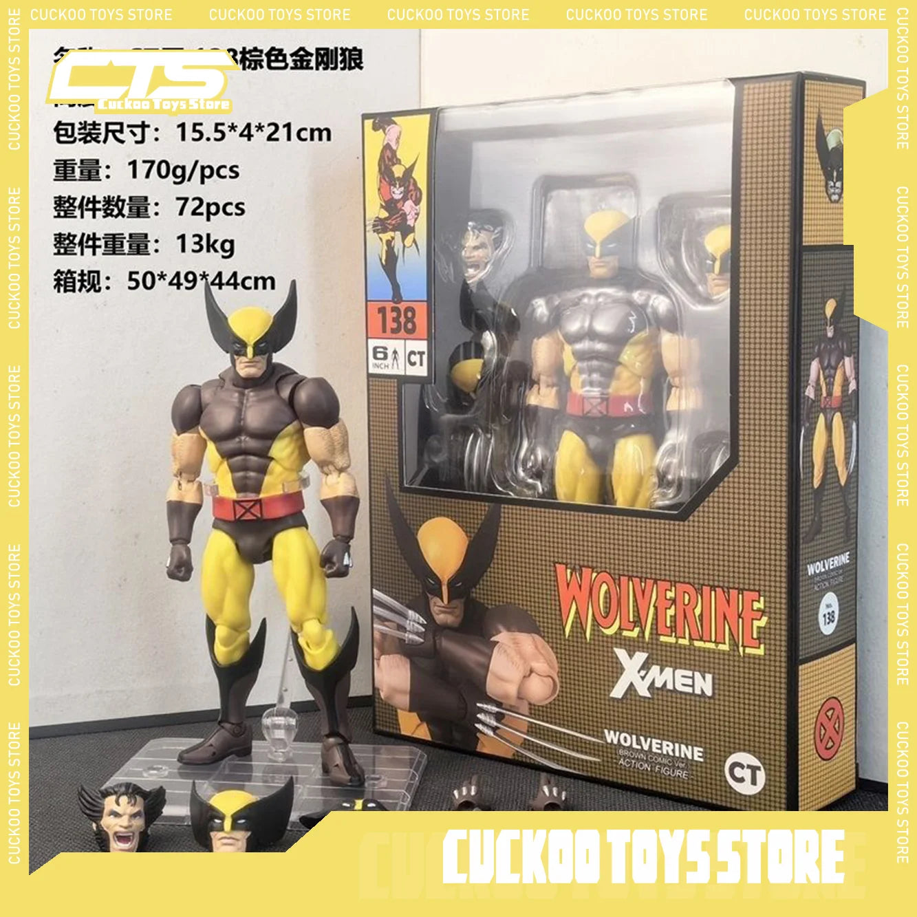 New Ct Toys Wolverine Figure Brown Comic Mafex 138 X-Men Action Figure Shf Anime Figurine Ko Model Statue Toys Christmas Gifts