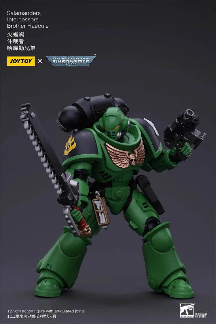 JOYTOY Warhammer 40K 1/18 Salamanders Intercessors Brother Haecule Sergeant Tsek'gan 12.1cm Soldier Action Figure Model Toy Gift