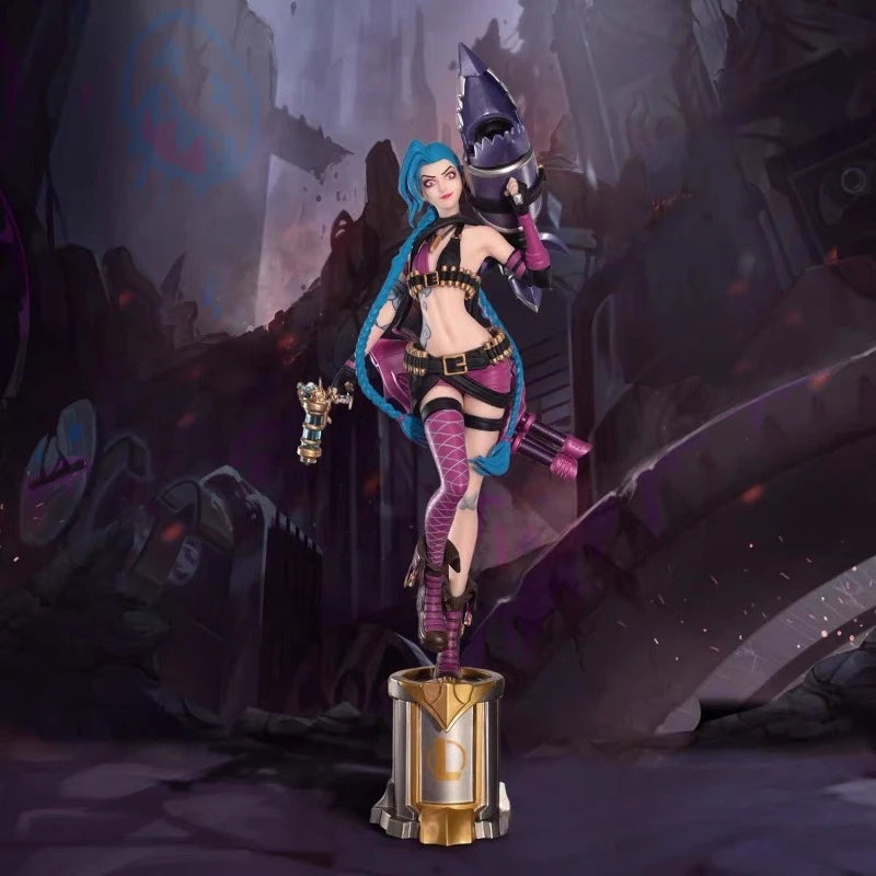 Jinx-Statue League of Legends 22CM PVC-Figur LOL Desktop-Dekoration Spiel Sammlergeschenk für Gamer Geburtstag Cosplay-Modell