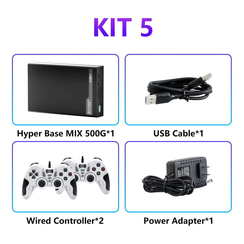 Mix 500G Hard Disk Drive Retro Gaming HDD&Game controller with 38200+ AAA&3D&Retro Games Retrobat&Launchbox&Playnite 50+Emulator