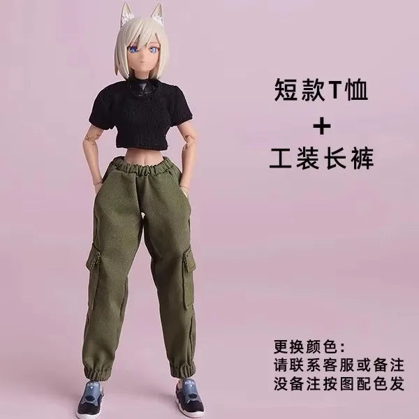 ATStory 1/12 Female Short T-shirt Zipper Jacket Clothes Model Fit 6'' SnailShell SHF ML Romankey Soldier Action Figure Body Doll