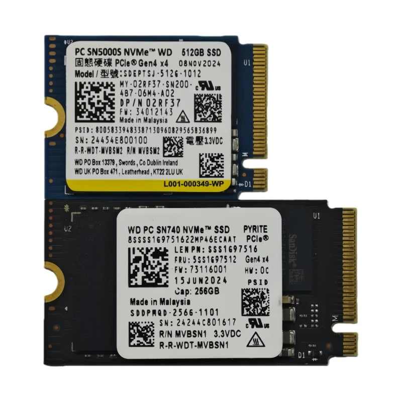 WD SN740 M.2 2230 1TB 2TB PCIe 4.0 NVMe SSD for Steam Deck Microsoft Surface ProX & SN5000S 2230 512GB & SN740 2242 256GB
