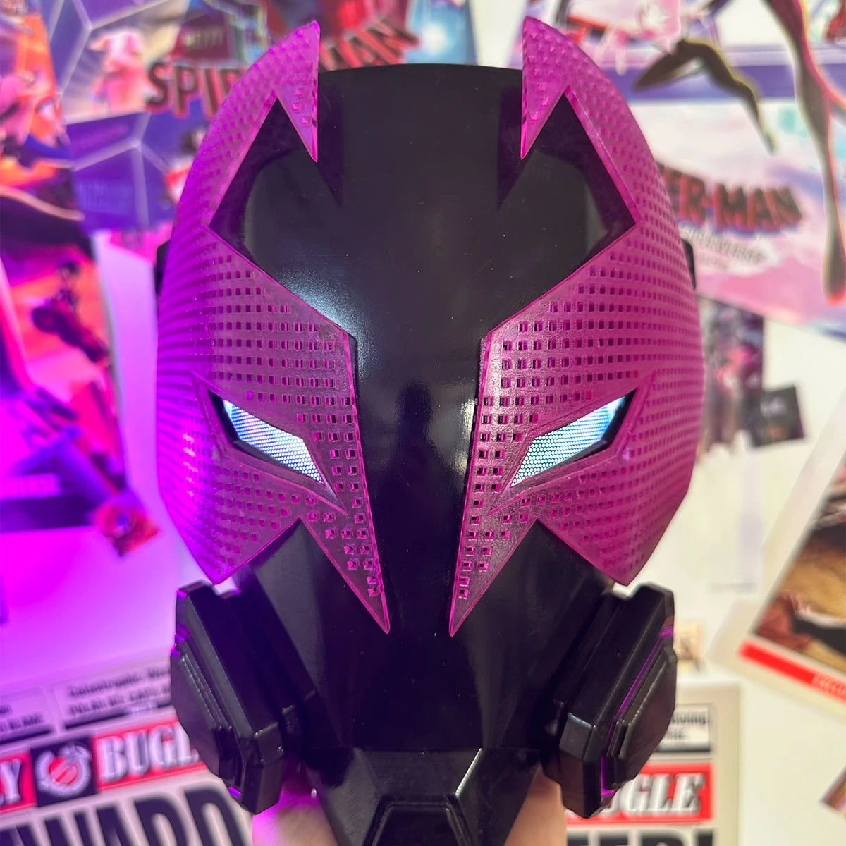 Earth-42 Miles Mask with Light Eyes Spider-Man: Across The Spider-Verse Prowler-Miles Cos Masks Halloween Cosplay Helmet Gift