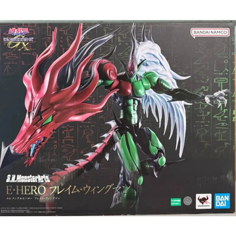 【In Stock】 Bandai Original S.H.MonsterArts Elemental HERO Flame Wingman Figure Finished Model kit  Anime full Action Toy Gift