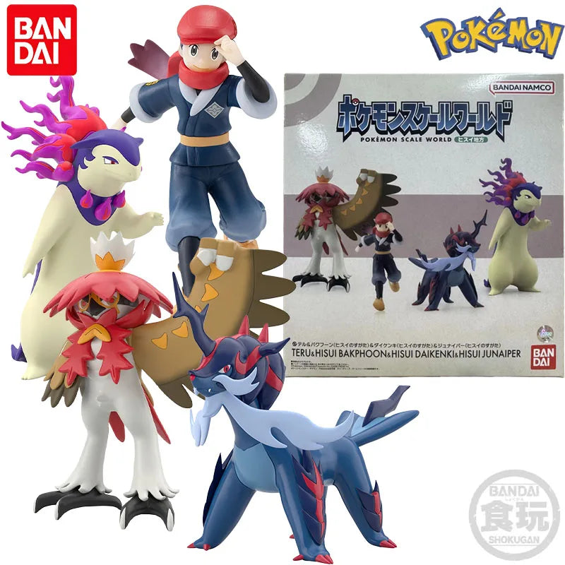 In Stock Bandai Genuine Shokugan Pokemon Hisui Rei Samurott Decidueye Anime Character for Kids Gift Collection Action Toys Model