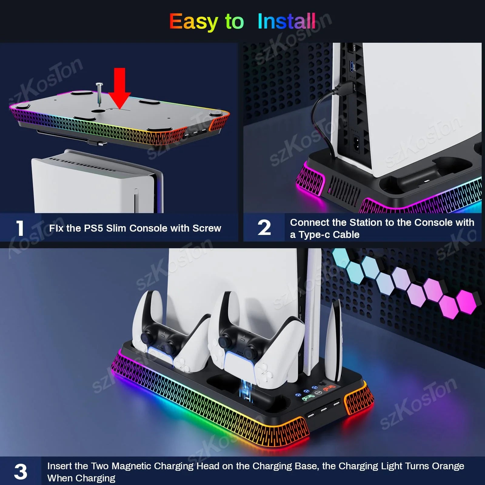 For PS5 Pro PS5 Slim Games Consoles Vertical Stand Cooling Station Controller Charger Cooling Fan for PlayStation 5 Accessories