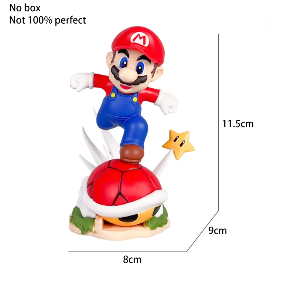 Mario Action Figure Toys 11.5cm Mario Running in Spiny Red Tortoise Shell Desktop Ornaments Gift for Kids Friends  No Box