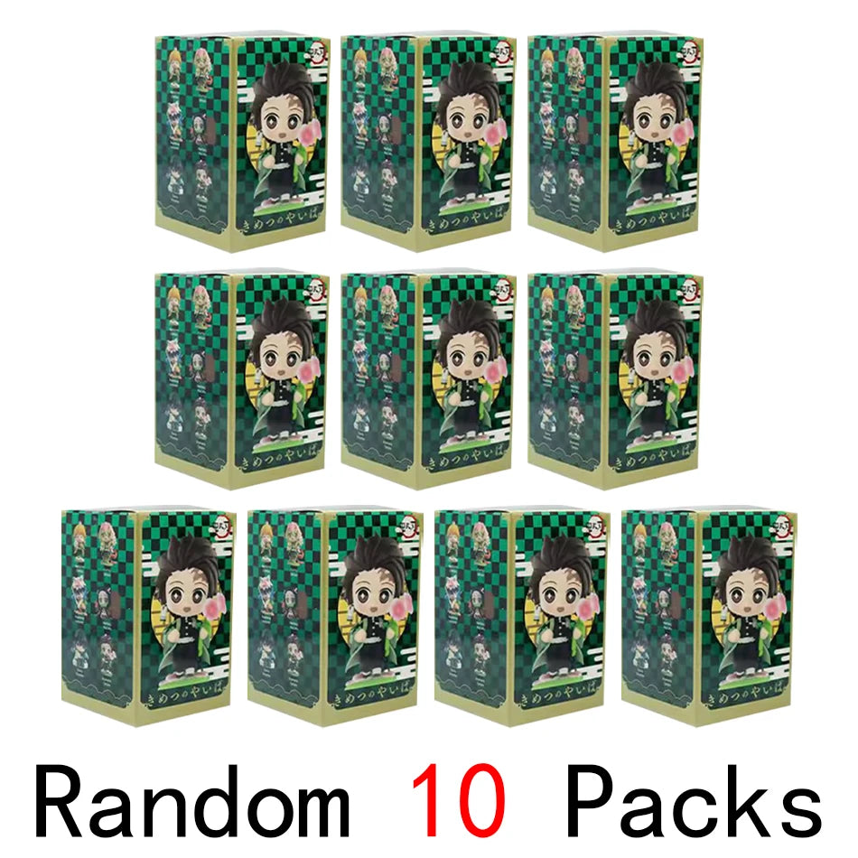 Anime 6Pcs/Set Q Version Demon Slayer Figurine  Boxed Model Ornament Accessory Cartoon Movability Kits Mascot Kid Toy Gift