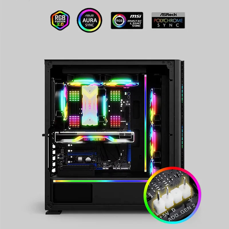 COOLCIRC 40cm LED Strip Magnetic Computer Light Bar 5V/3PIN ARGB Motherboard Light-Strip Colorful Atmosphere DIY Lamp Bar for PC