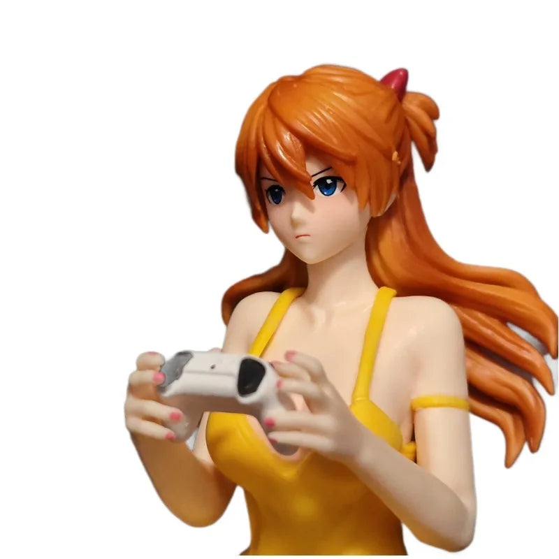 Anime Figure Asuka Langley Soryu Sitting Pose Pretty Girl Pvc Model Desktop Ornament For Adult Anime Collection Decoration