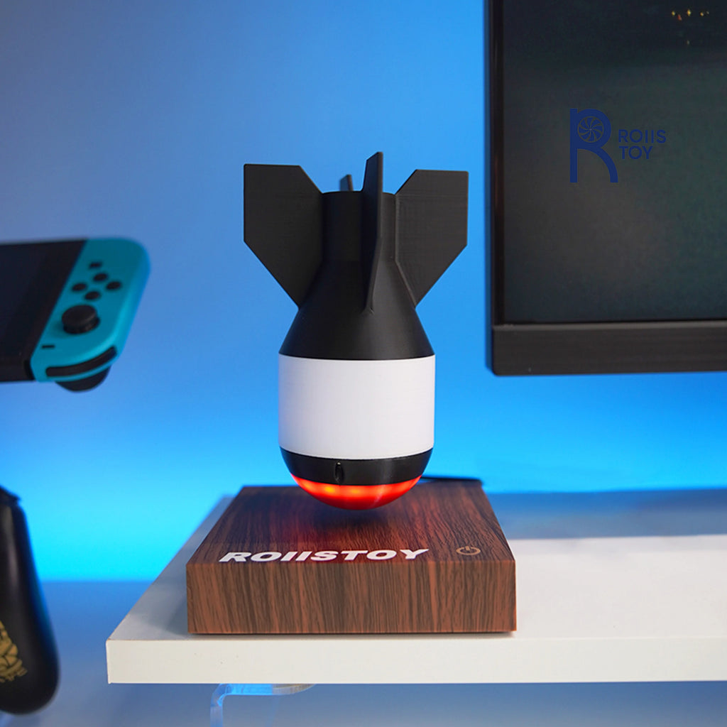 Verstellbares schwebendes Raketenmodell mit RGB-Lichtbasis für Gaming-Setup und Schreibtischdekoration für Technikbegeisterte. Cooles Geschenk für Männer