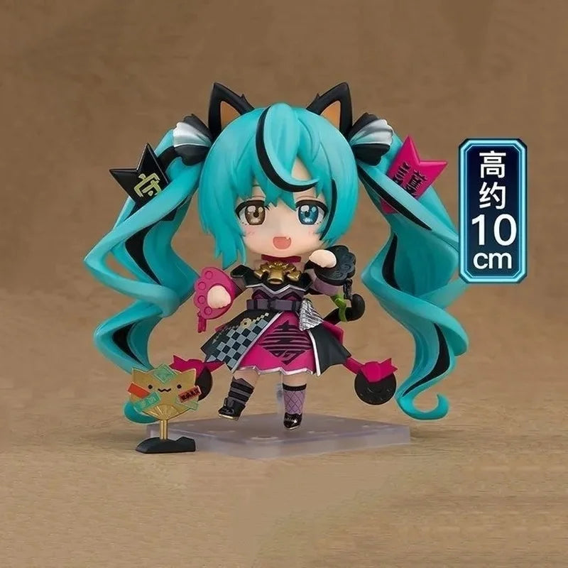 Q Version Hatsune Miku Black Lucky Cat Version Action Figure Anime Collectible Model Trendy Toy Desktop Ornament Surprise Gift