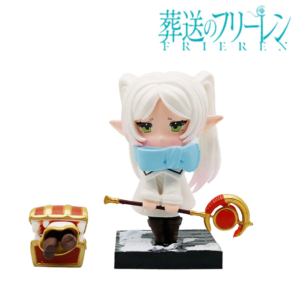Frieren: Beyond Journey's End Chibi Figure Winter Ver. 14cm 5.51in with Mimic Chest Anime Figurine Collectible Model Toy Gift