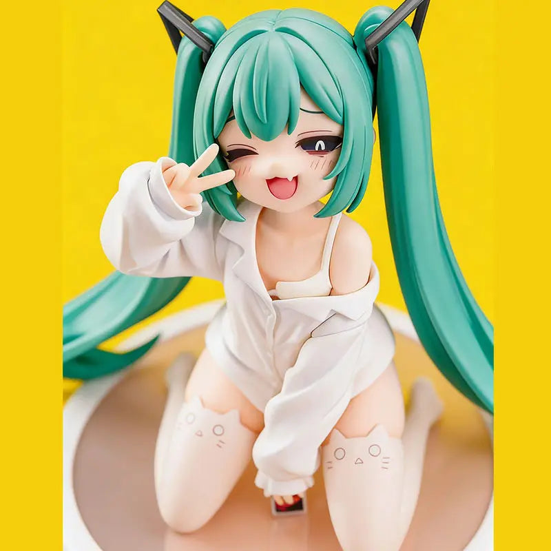 Hatsune Miku Anime Figure Gk Model Beautiful Girl White Pajama Collectible Statue Desktop Ornament For Adult Anime Collection