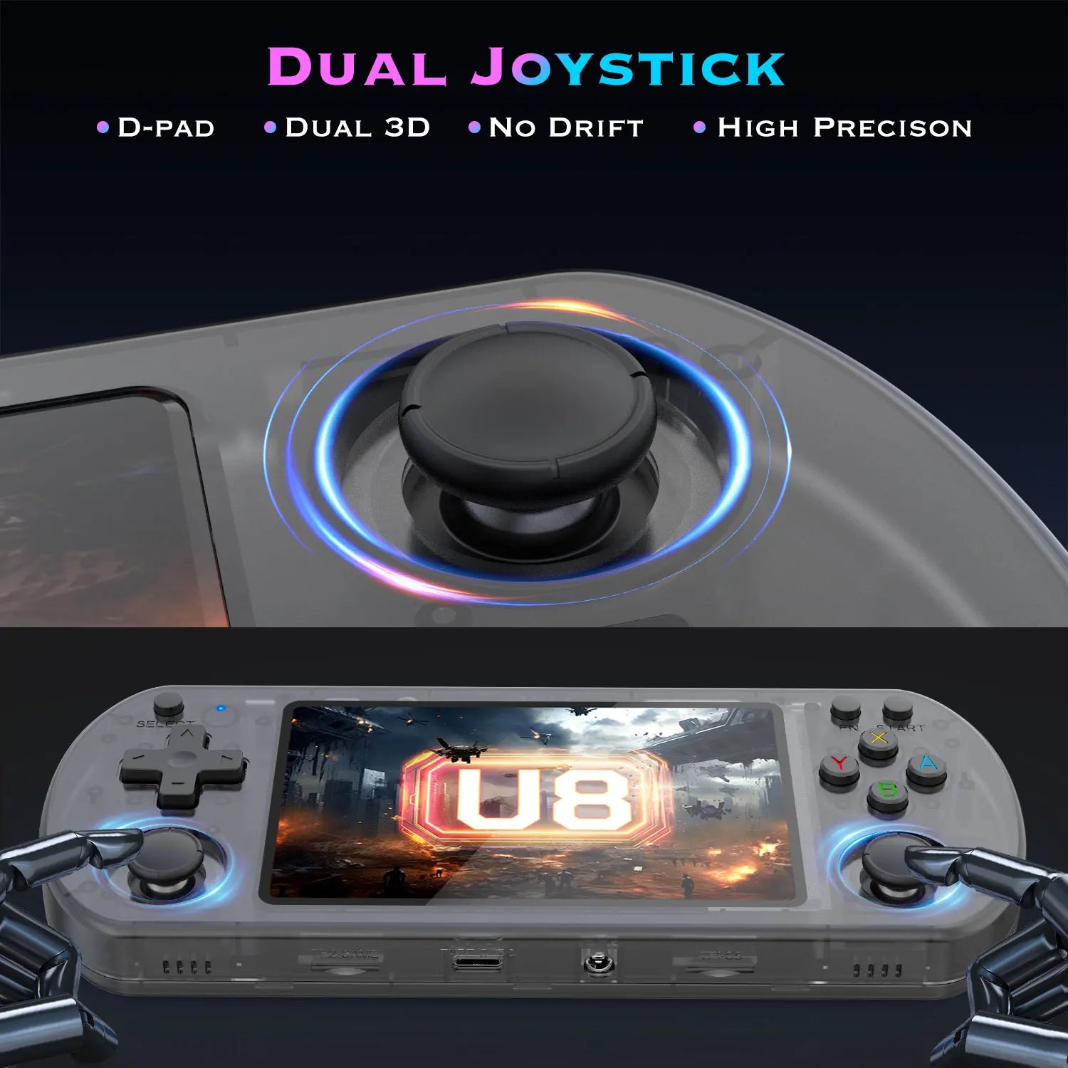 U8 Retro Handheld-Videospielkonsole Linux-System 4,0 Zoll IPS-Bildschirm Tragbarer Pocket-Videoplayer R36S 64G 128G Game Boy Geschenk