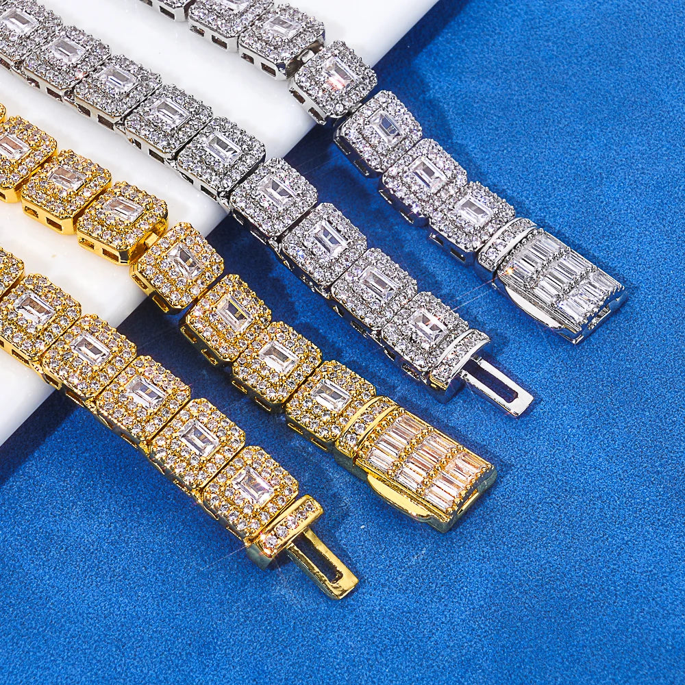 7,5 mm Armband Hip Hop Herren Rock Sugar Cuban Chain Funkelnder Tennis Cluster Diamant Vergoldete Halskette Damen Geschenke