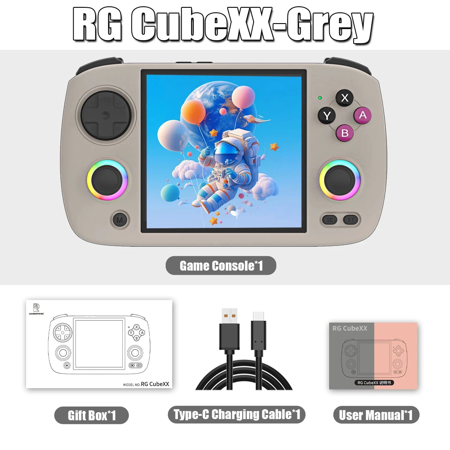 ANBERNIC RG CubeXX portable Handheld Games Console 3.95 Inch IPS Screen Linux System 5G WiFi BT RGB Joystick Lighting PSP game