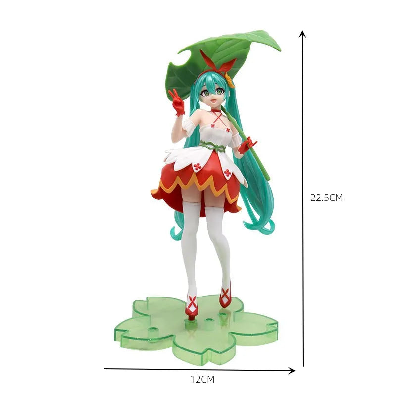 Neue Anime-Figur Hatsune Miku Virtual Singer Manga Figur Grün lange Haare rosa Rock Kawaii Mädchen PVC Actionfigur Modell Spielzeug