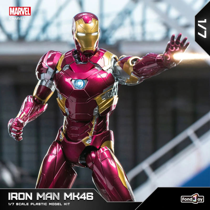Fondjoy Marvel Iron Man MK46 Assembled Model 10in 1/7 scale Action Figures Reactors can emit light Collect Ornament Boy Toy Gift