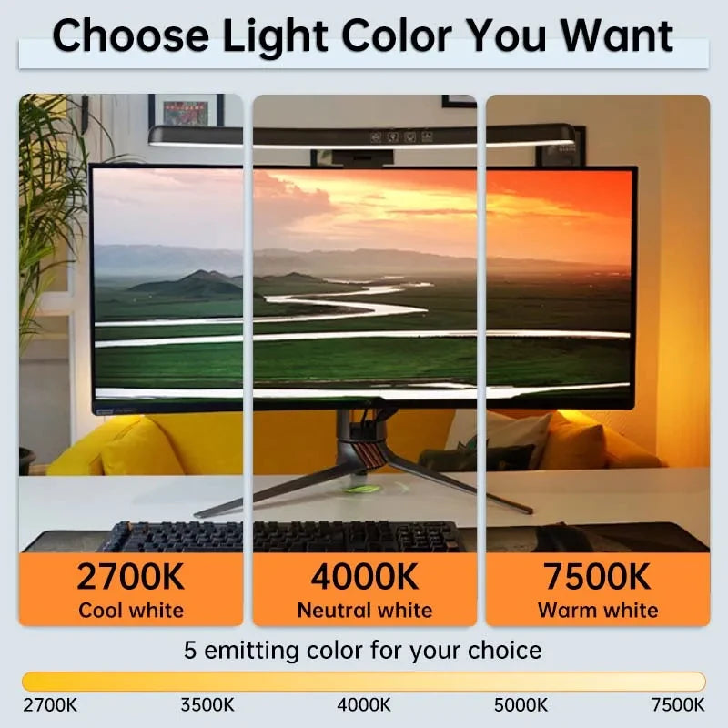 Curved LED Monitor Light Bar USB Rgb PC Screen Lamp Stepless Dimming Backlight Hanging Laptops Gaming Gamer Office Lighting