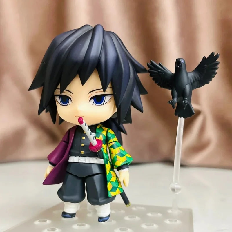 In Stock Demon Slayer Tomioka Giyu Q Version Anime Action Figure 3 Replaceable Faces Kawaii Collectible Model Toy Ornament