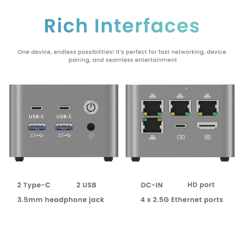 Genmachine Mini PC AMD Ryzen 3 5425U 4.1Ghz 15W Windows 11 Super Mini LPDDR4X 4266Mhz Desktop Diy Gaming Computer WiFi6E BT5.2