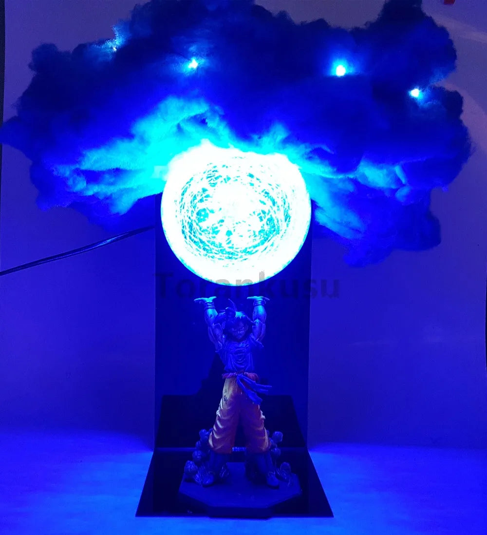 Dragon Ball Anime Son Goku Spirit Bomb mit Wolkenlampe LED-Glühbirne Actionfiguren Modell Figur Figur &amp; Sockel &amp; Lampe DIY Spielzeug