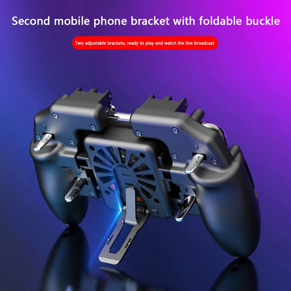 6 Fingers Cooling Button Gamepad Mobile Gaming Dustproof Portable Carrying Decor for PUBG Game Controller Joystick