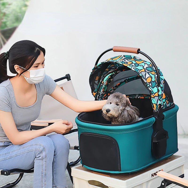 Detachable Pet Stroller Aluminium Alloy Dog Trolley for Corgi Teddy Cat Cart Load Bearing 20kg Dog Strollers for Small Dogs