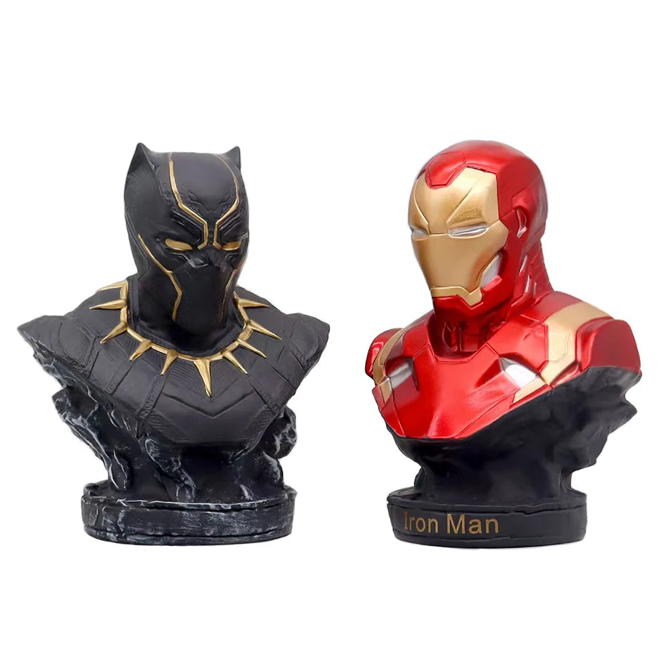 16CM Iron Man Panther Bust Anime Figure Statue marvel Avengers Large Figure Living Room Ornament Resin Collection Gift Toys