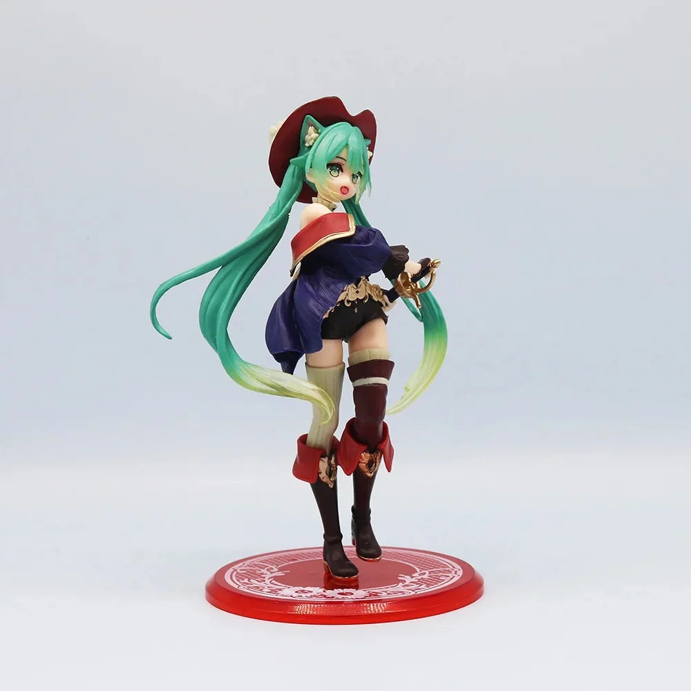 Hatsune Miku Anime Figurine Cute Desktop Action Figure 'Tale of Wonderland' Miku as Puss in Boots Kawaii Girl Model Toy Adorable
