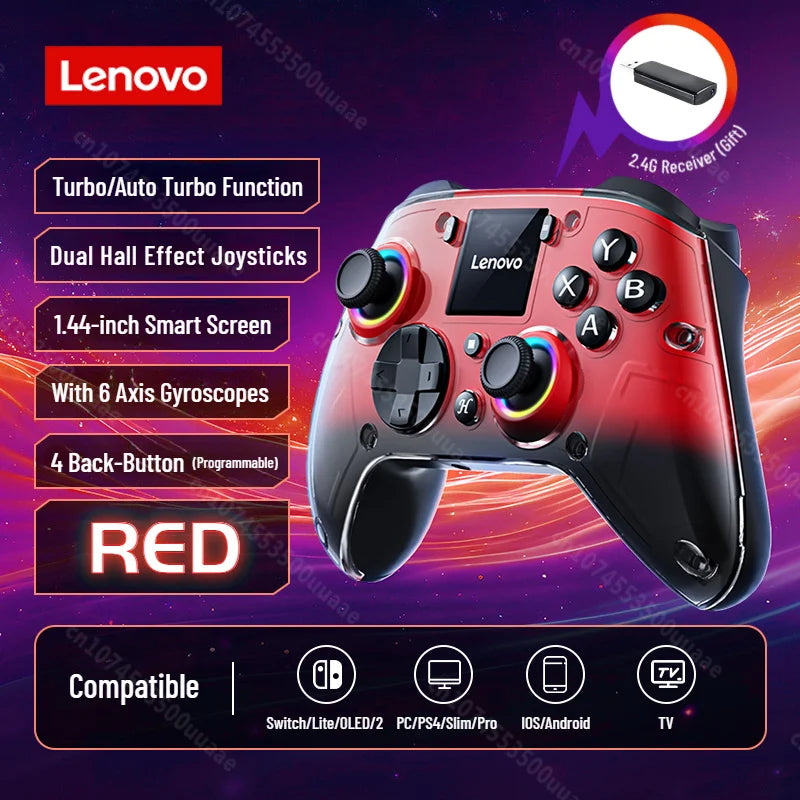 Lenovo X01 1,44 Zoll Smart Screen Wireless Controller 3 Modi für Switch PS4 IOS Android PC TV Programmierbares Gamepad mit Zurück-Taste