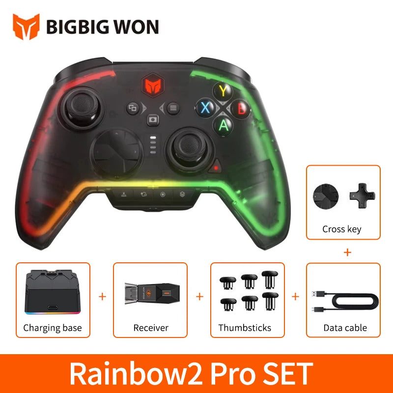 BIGBIG WON Rainbow 2 Pro Wireless Game Controller Apex Anti-curve Hall Trigger 2.4G Bluetooth Gamepad For PC/ Switch/ANDROID/IOS
