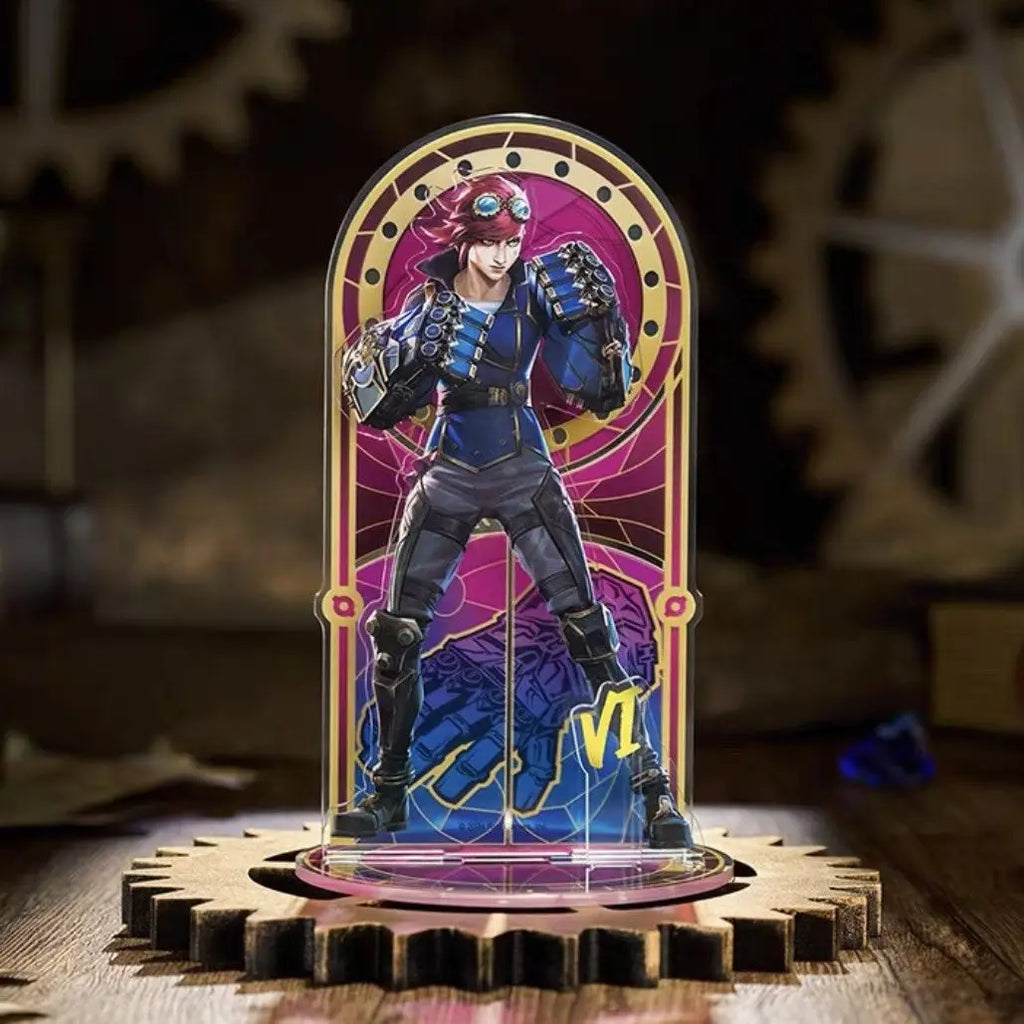 Hot Game League Of Legends City Of Two Cities Jinx Vi Caitlyn Kiramman Sign Perimeter Cartoon Anime Figure Model Decor Gift