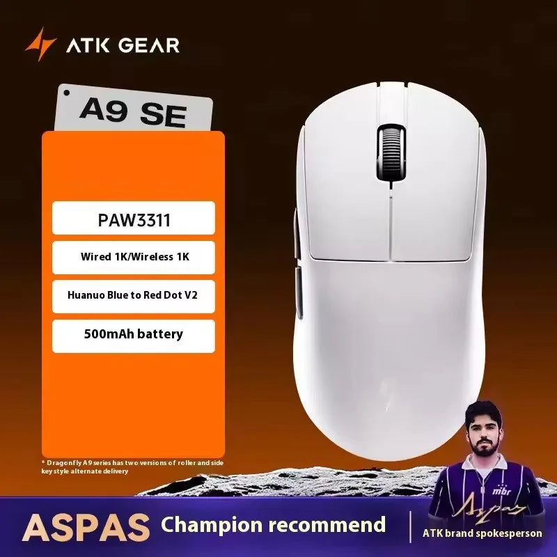 ATK Dragonfly A9 Series Wireless Mouse Tri Mode PAW3950 Nordic52840 8K 53g Lightweight Custom Laptop Gamer PC Gaming Mouse