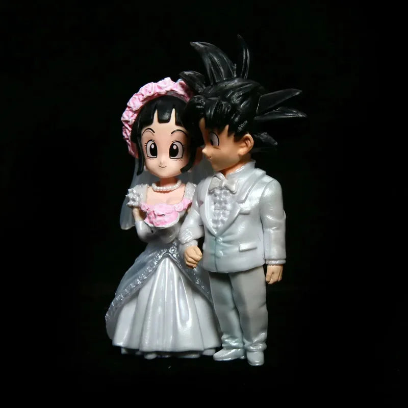 New Dragon Ball Anime Figure Son Goku Figures Lg Wedding Goku Chichi Mariage Figurine 9cm Scene Statue Q-Version Pvc Model Doll