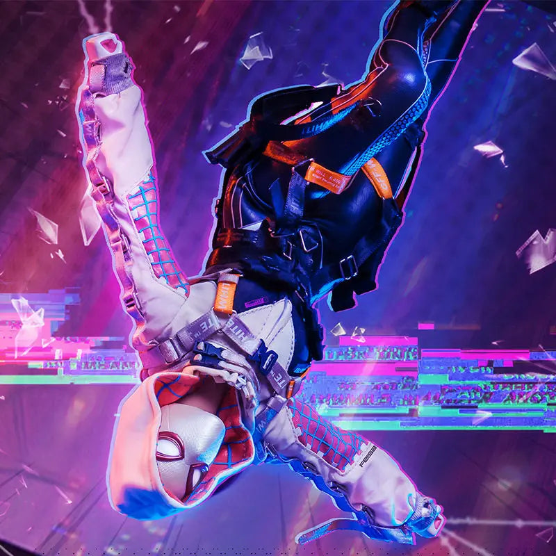 Marve 1/6 Scale Marvel Cyberpunk Spider - Gwen Action Figure Interchangeable Eyes Collectible Model ELE9002
