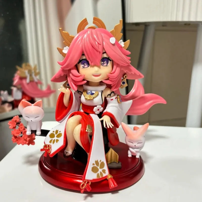 16cm Anime Game Genshin Impact Figure Q Version Yae Miko Hutao Genshin Cute Model Toy Gift Collection Action Figure Pvc Doll Toy