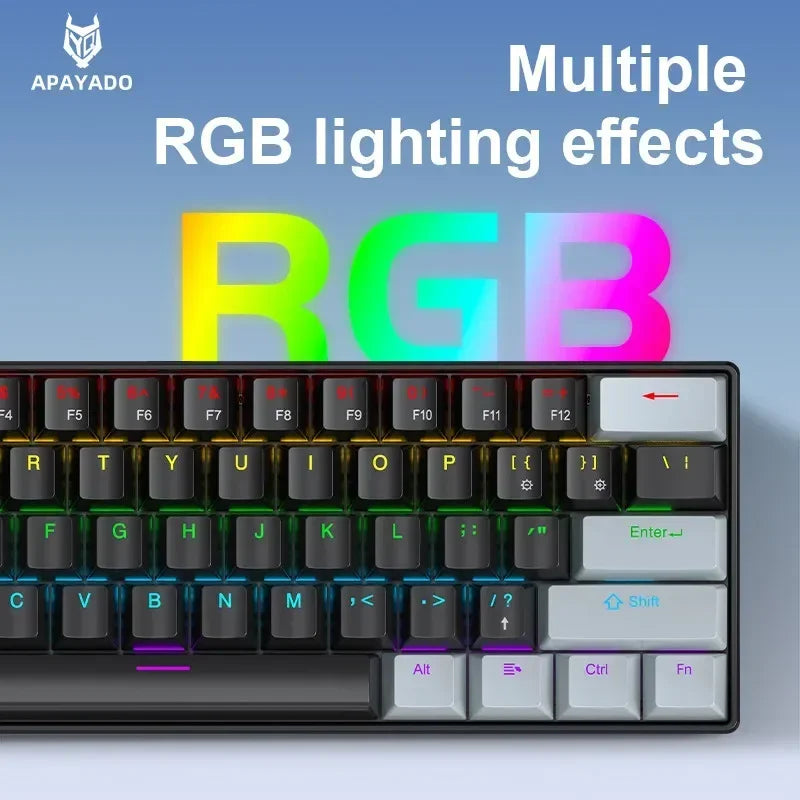 APAYADO K61RGB Mechanische Tastatur &amp; T07 Gaming-Maus-Kombination – Kabelgebundenes RGB-Paket für Gaming/Büro, ergonomisches Design