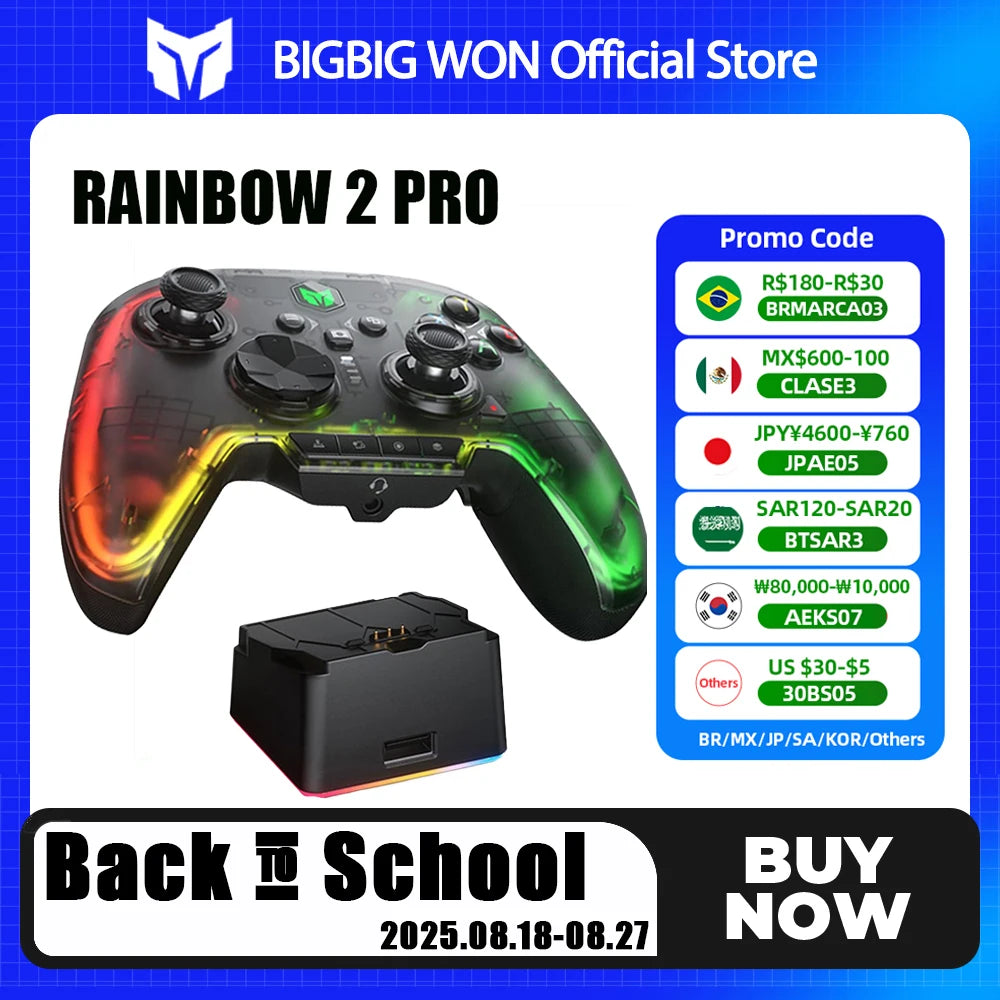 BIGBIG WON Rainbow 2 Pro Wireless Game Controller Apex Anti-curve Hall Trigger 2.4G Bluetooth Gamepad For PC/ Switch/ANDROID/IOS