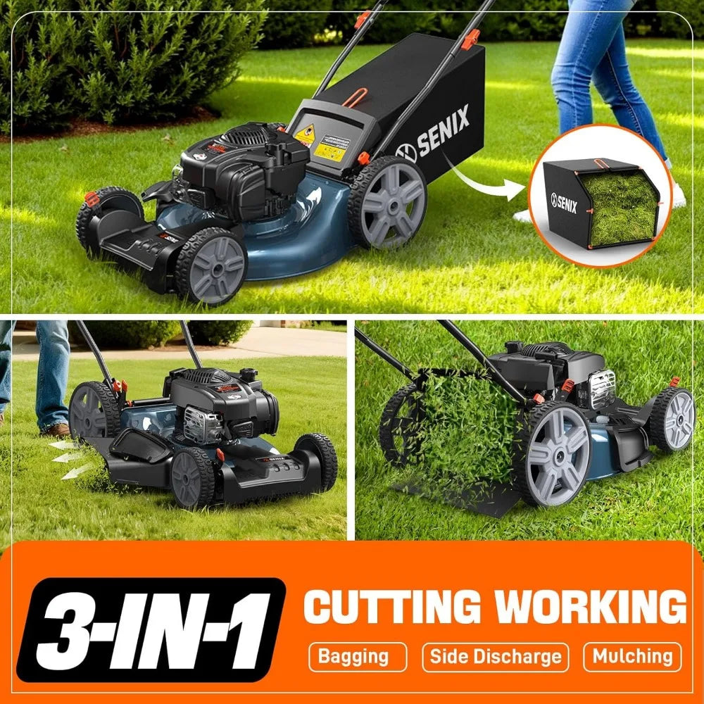 21'' Self Propelled Gas Lawn Mower - Front Wheel Drive, 140 cc 4-Cycle Briggs & Stratton Engine, 3-in-1 Bagging, Mulching, and