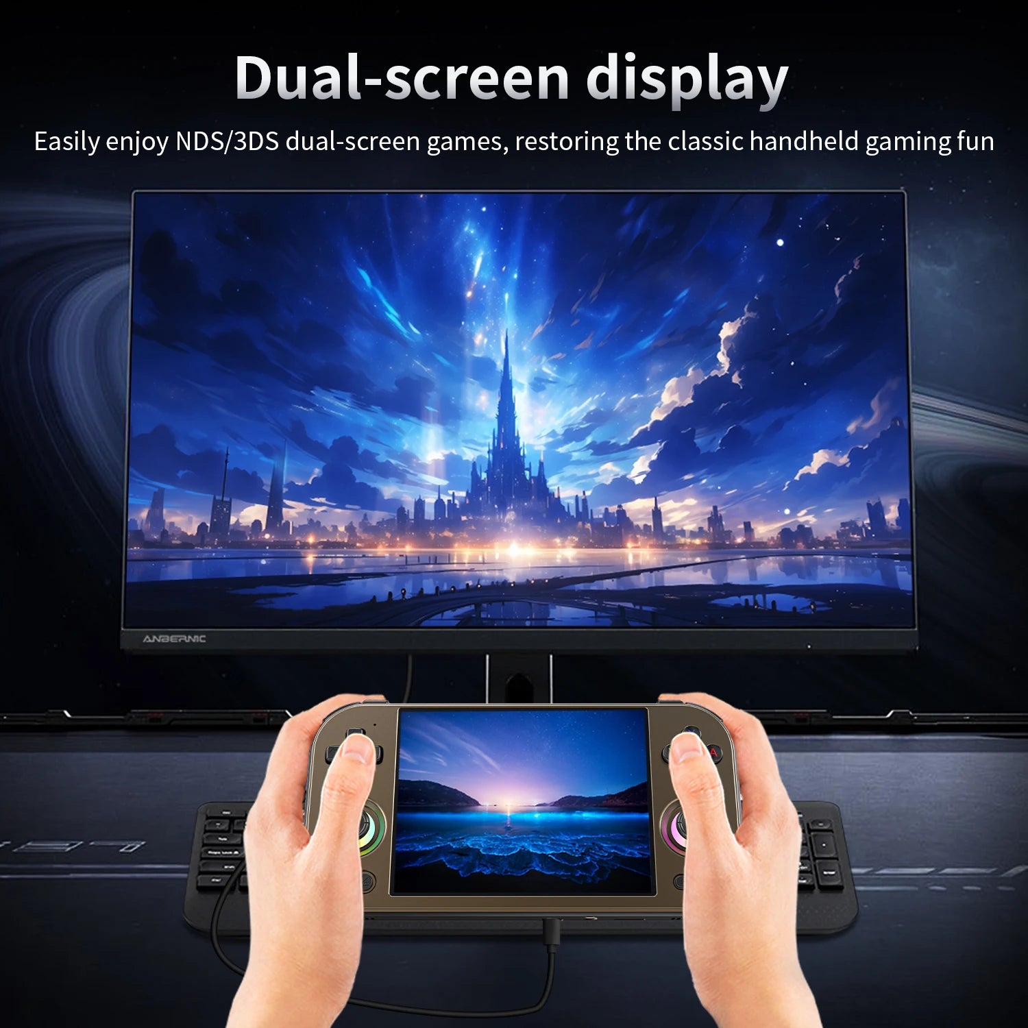 ANBERNIC RG 477M Retro-Handheld-Spielekonsole, 4,7 Zoll LTPS In-Cell-Touchscreen, Aluminiumlegierung, Android, 5300 mAh, KI-Assistent, RG477M