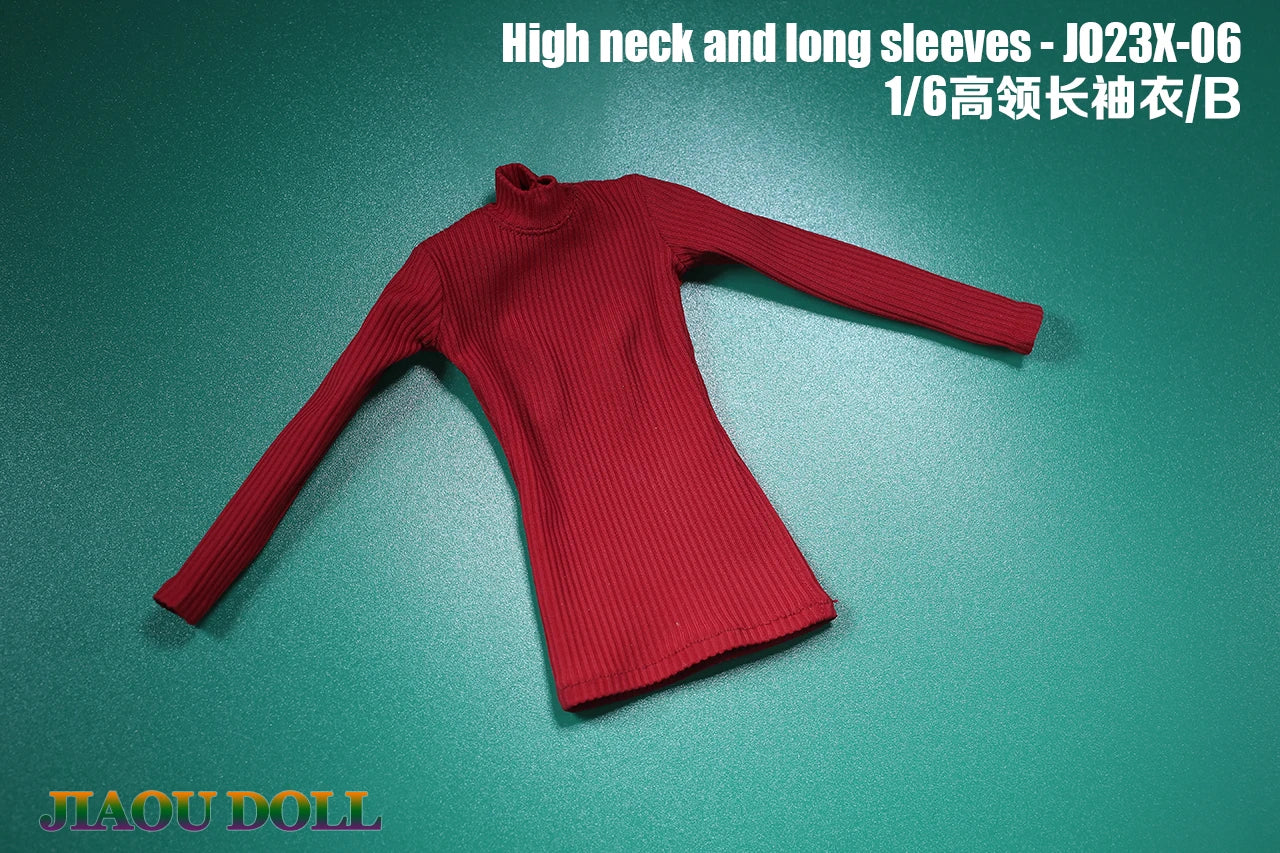JO23X-06 1/6 Scale Ada Wong Red High Neck Long Sleeves Sweater Holsters Set Fit 12'' Female Soldier Action Figure Body Dolls