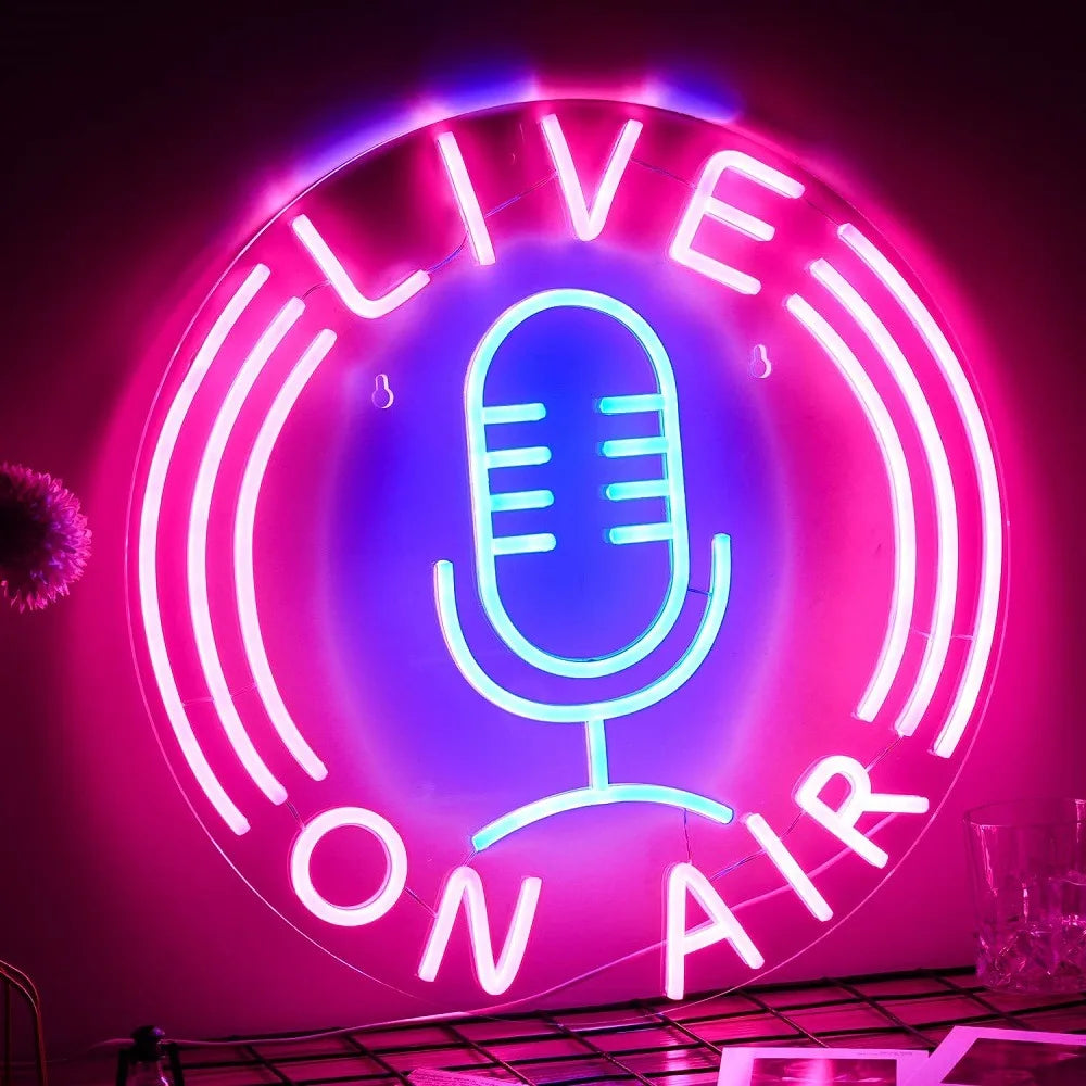 Live On Air Neon Sign Led Neon Signs Wall Decor Live On Air Lights Boys Room Game Room Decor Decor Studio Office Decoration Gift