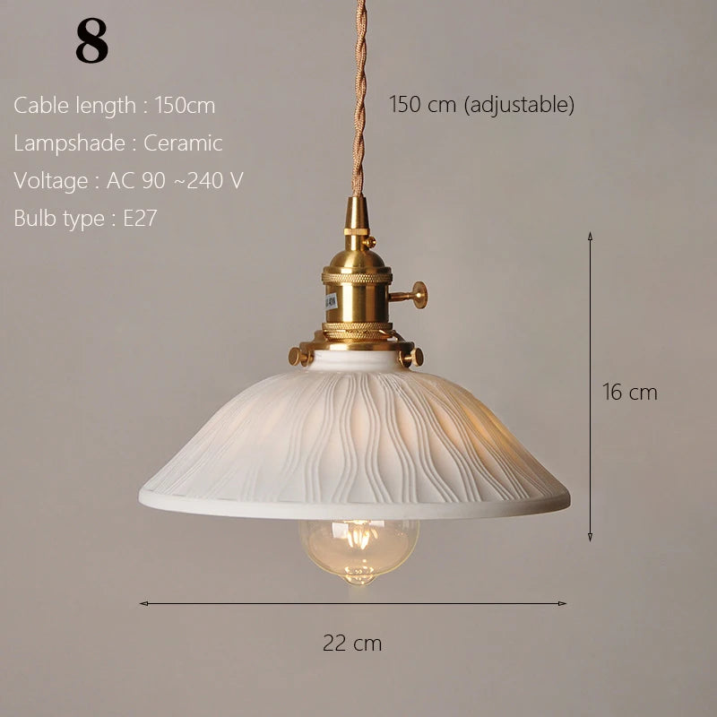 Japanese Ceramic Pendant Lights Scandinavian Light Luxury Pendant Lamp for Living Room Bedroom Dinning Room Kitchen Island