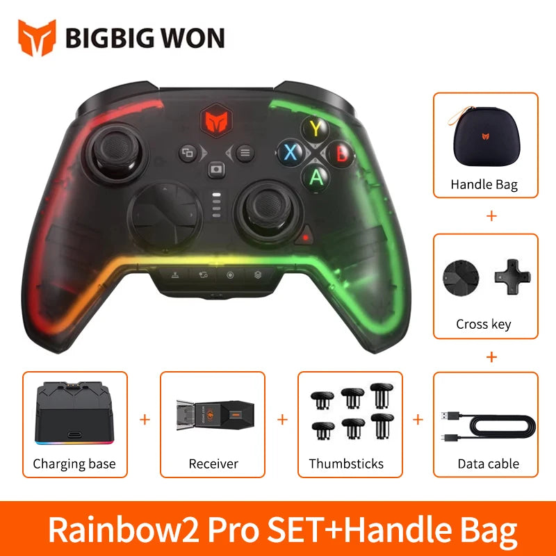 BIGBIG WON Rainbow 2 Pro Wireless Game Controller Apex Anti-curve Hall Trigger 2.4G Bluetooth Gamepad For PC/ Switch/ANDROID/IOS