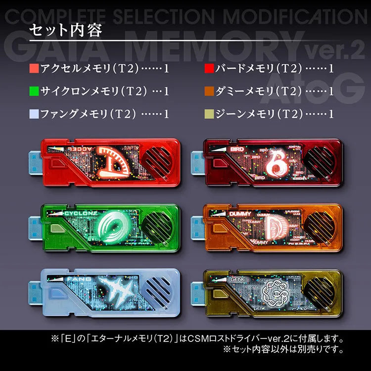 Official Bandai Pb Csm Kamen Rider W T2 Gaia Memory 2.0 Abcdfg Six Memory Collection Model Toy In Stock