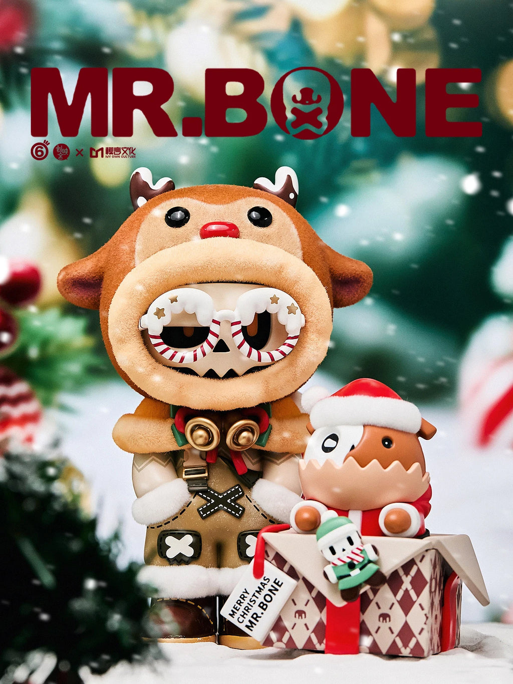 Mr. Bone Christmas Delivery Limited Edition Cute Reindeer Shape Toys Desktop Model Home Ornaments Mystery Room Collection Gifts