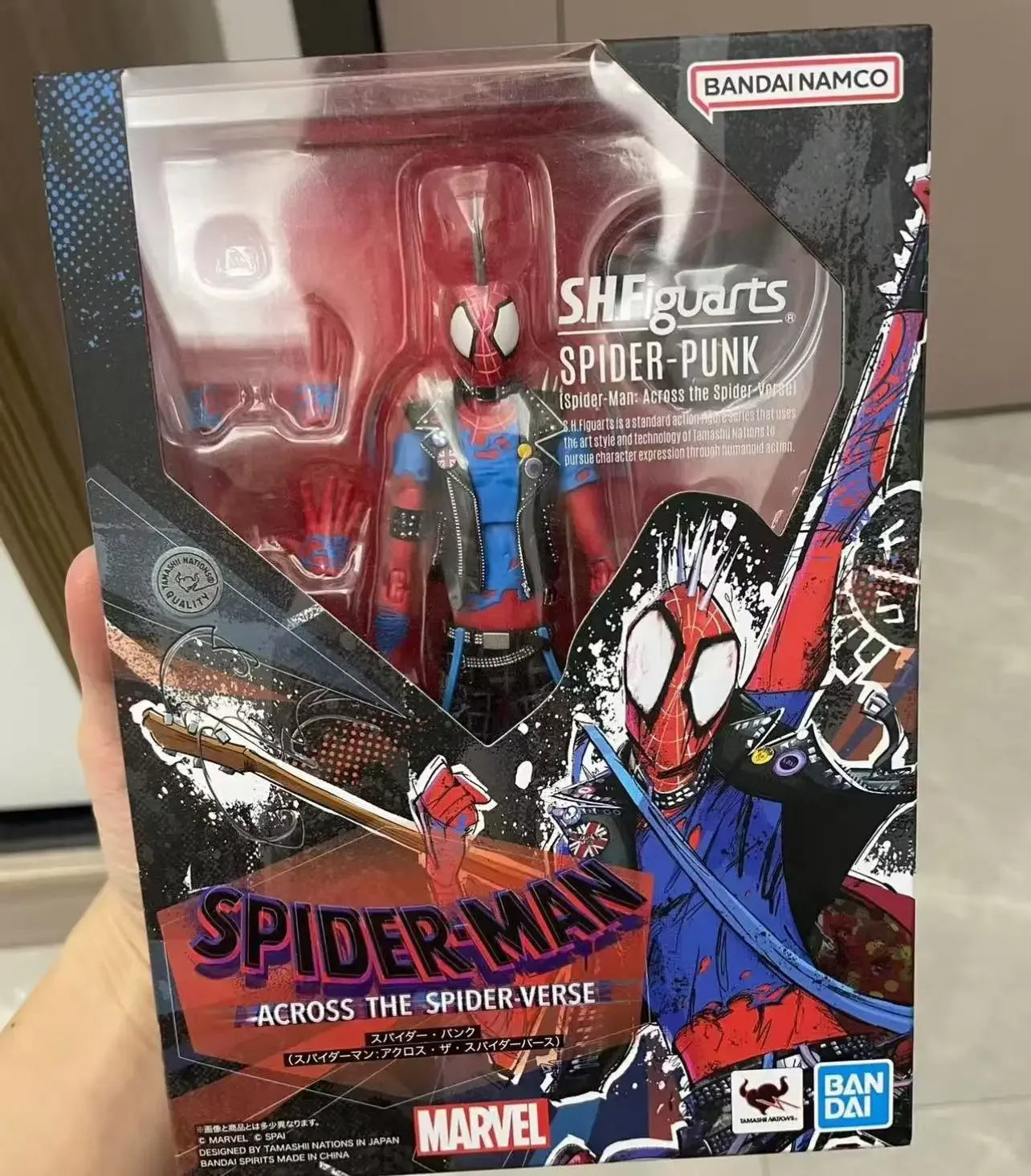 Original Bandai Anime Action Figure Spider Man Punk ACROSS THE SPIDER-VERSE SHFiguarts Finished Model Kit Toy Gift for Kids