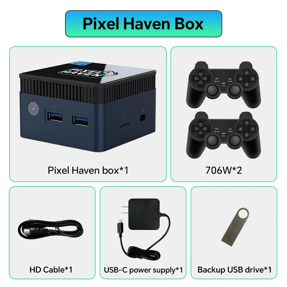 JMachen Retro Video Game Console For N64/PS3/PS1/PSP/MAME/NDS/WIIU Portable Mini PC With 38252 Retro Game&48 Emulators Plug&Play